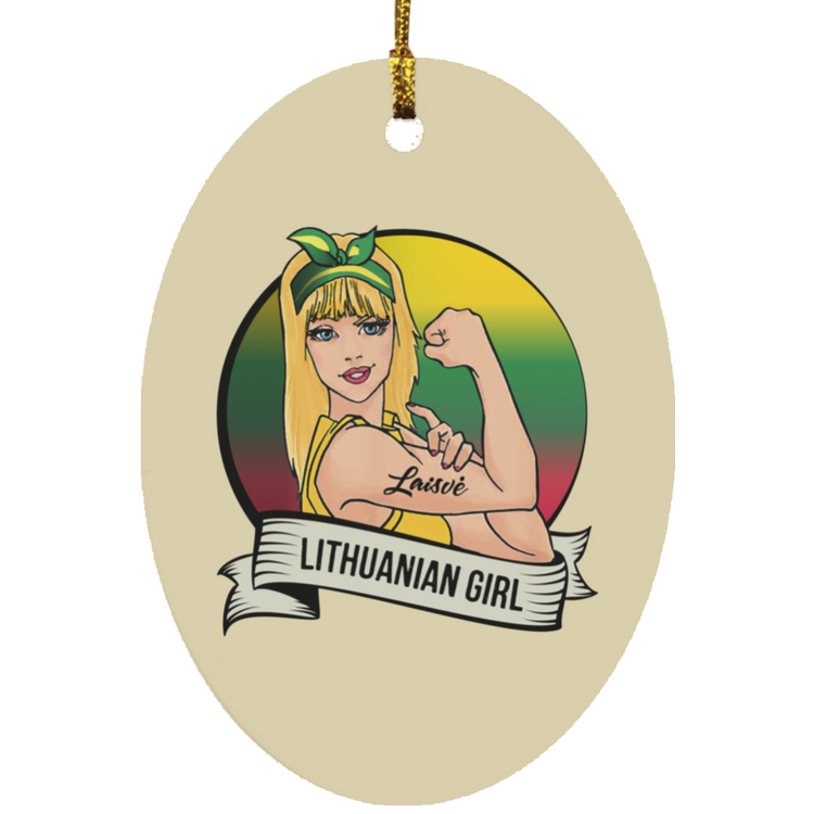 Lithuanian Girl - MDF Oval Ornament - Lithuania Strong