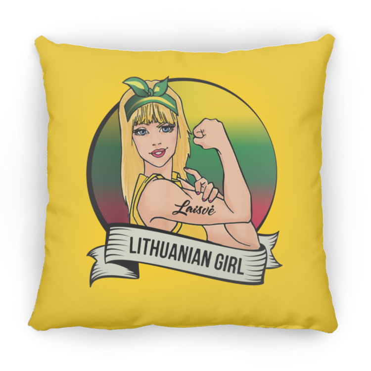 Lithuanian Girl - Small Square Pillow - Lithuania Strong