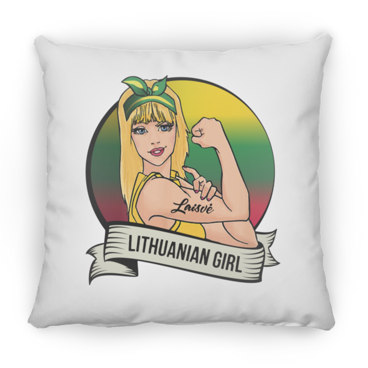 Lithuanian Girl - Small Square Pillow - Lithuania Strong