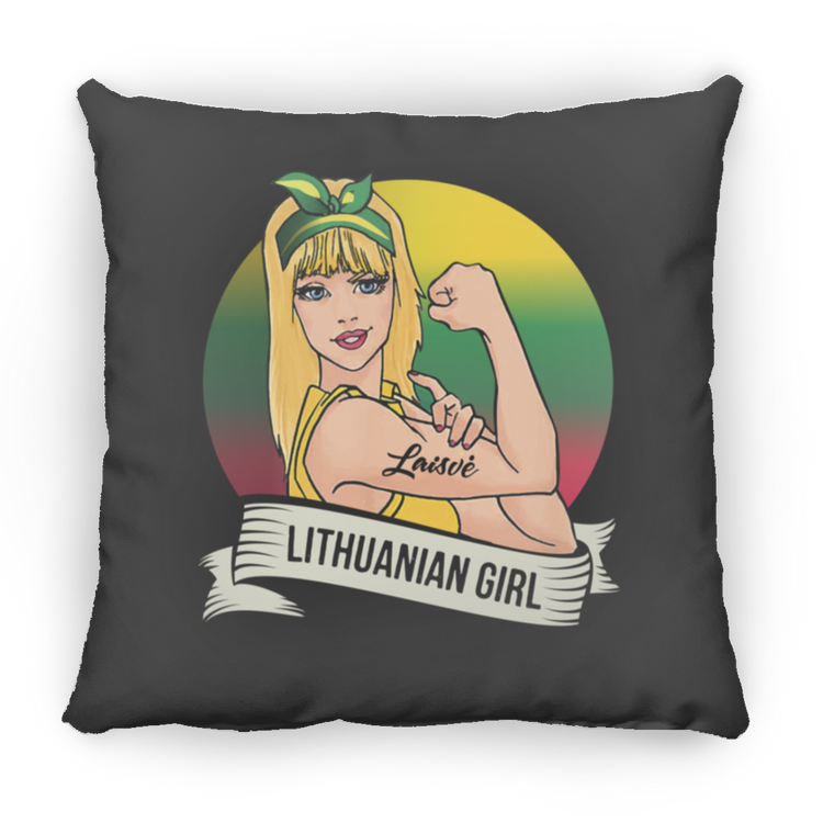 Lithuanian Girl - Small Square Pillow - Lithuania Strong