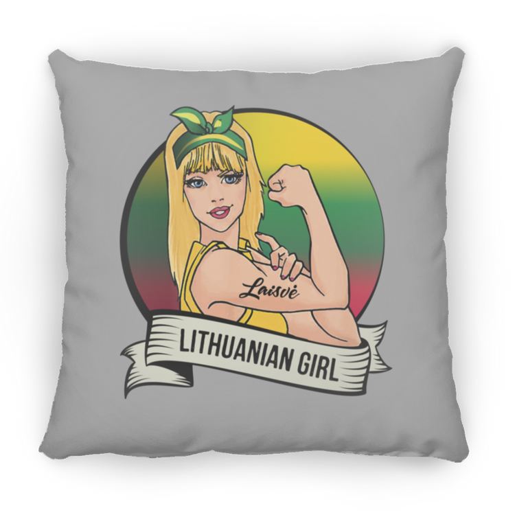 Lithuanian Girl - Small Square Pillow - Lithuania Strong