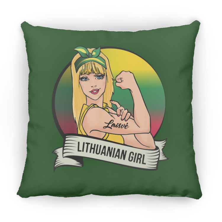 Lithuanian Girl - Small Square Pillow - Lithuania Strong