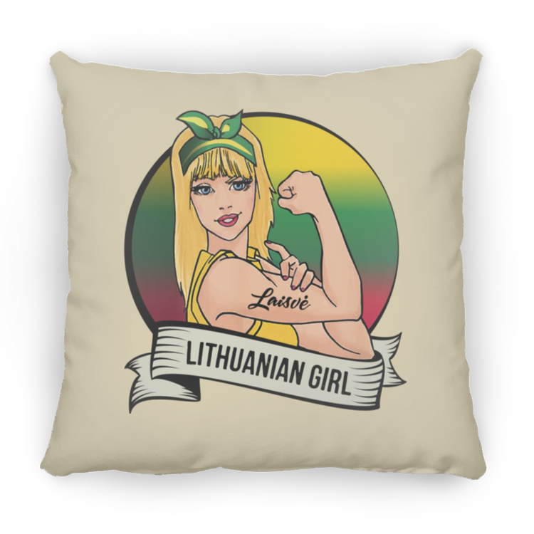 Lithuanian Girl - Small Square Pillow - Lithuania Strong