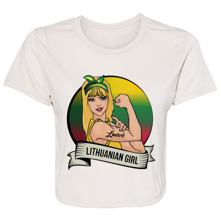 Lithuanian Girl - Womens BellaCanvas Flowy Cropped Tee - Lithuania Strong