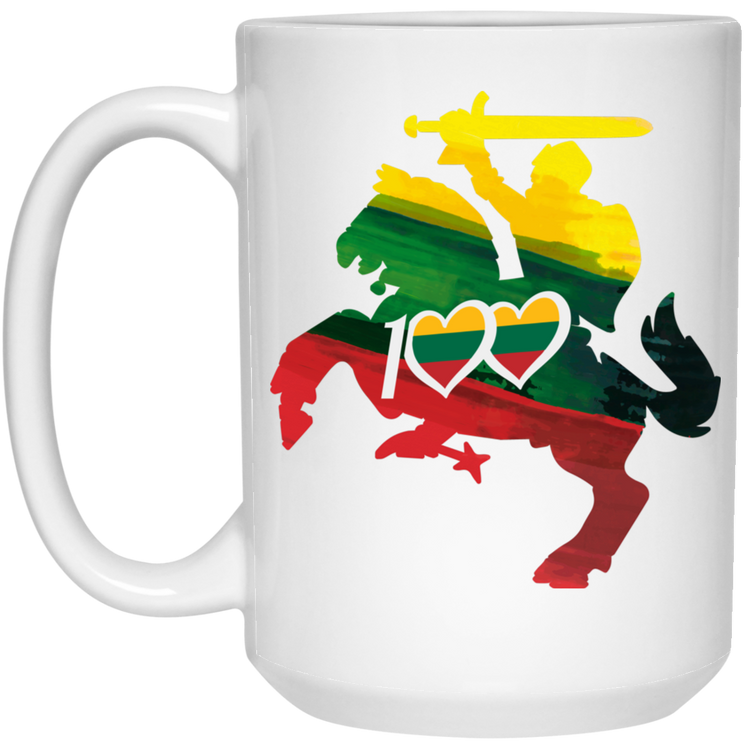 Lithuanian Knight 100 - 15 oz. White Ceramic Mug - Lithuania Strong