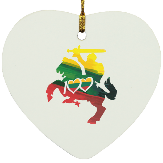 Lithuanian Knight 100 - MDF Heart Ornament - Lithuania Strong