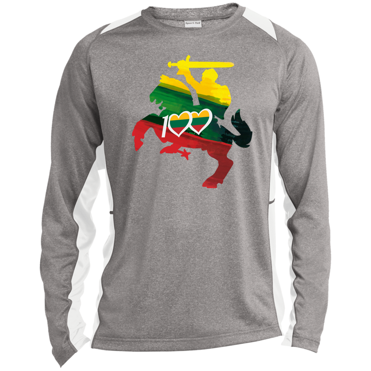 Lithuanian Knight 100 - Mens Long Sleeve Colorblock Activewear Performance T - Lithuania Strong
