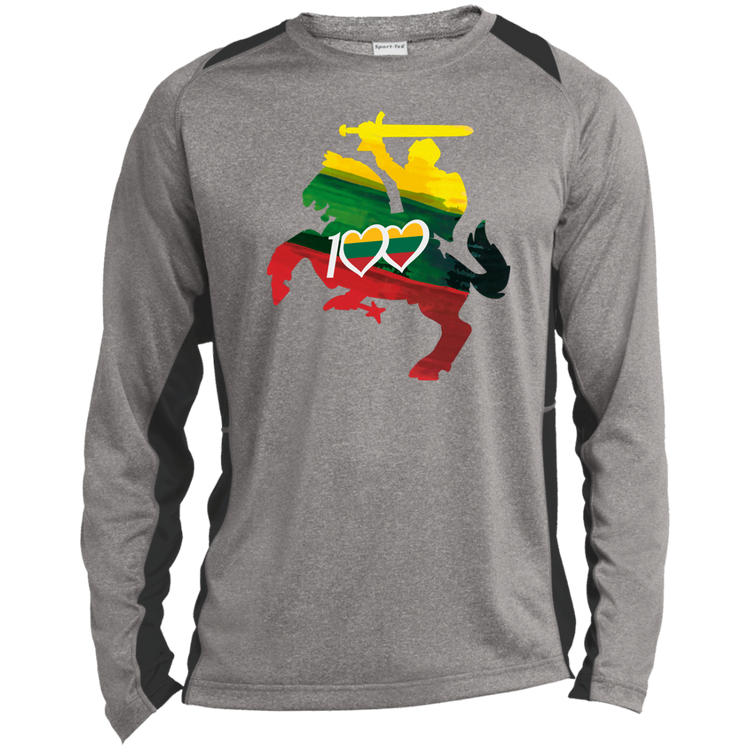 Lithuanian Knight 100 - Mens Long Sleeve Colorblock Activewear Performance T - Lithuania Strong