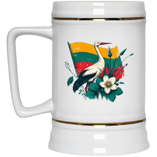 Lithuanian Stork - 22 oz. Ceramic Stein - Lithuania Strong