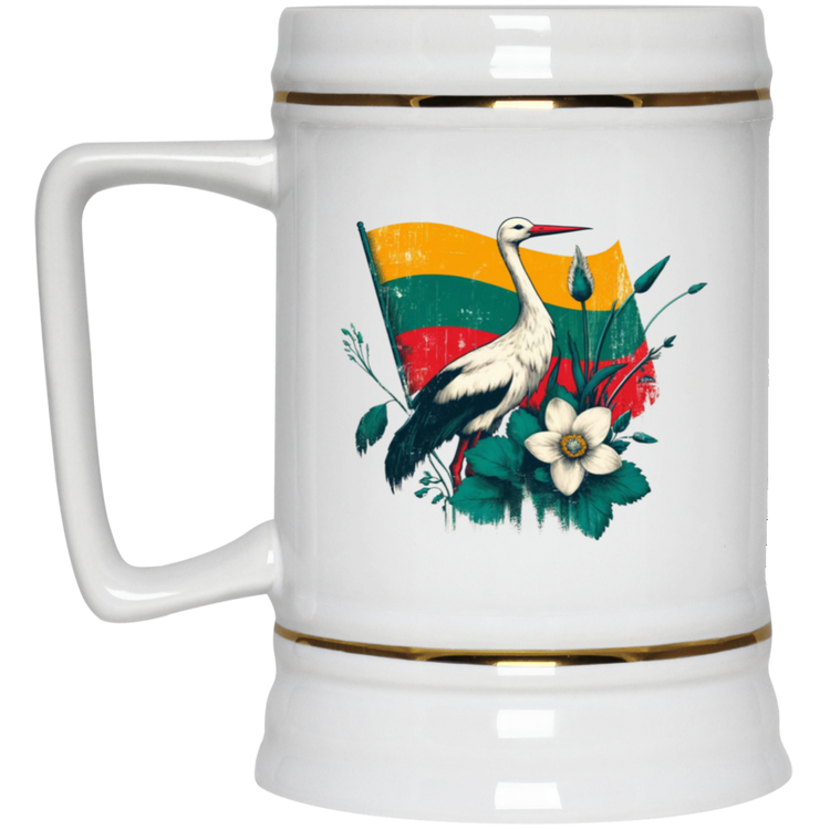 Lithuanian Stork - 22 oz. Ceramic Stein - Lithuania Strong