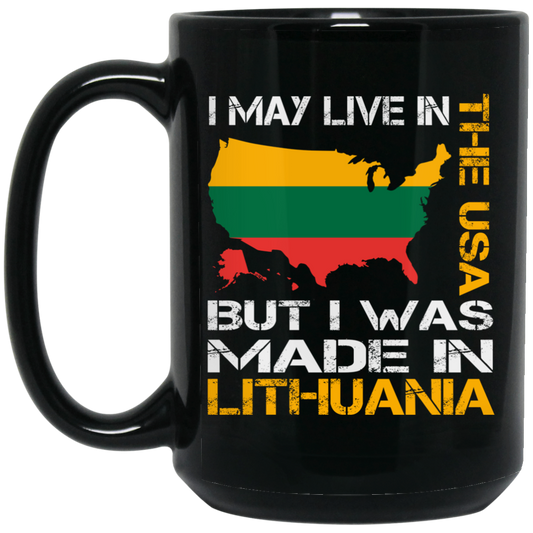 Made in Lithuania - 15 oz. Black Ceramic Mug - Lithuania Strong