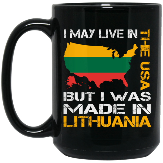 Made in Lithuania - 15 oz. Black Ceramic Mug - Lithuania Strong