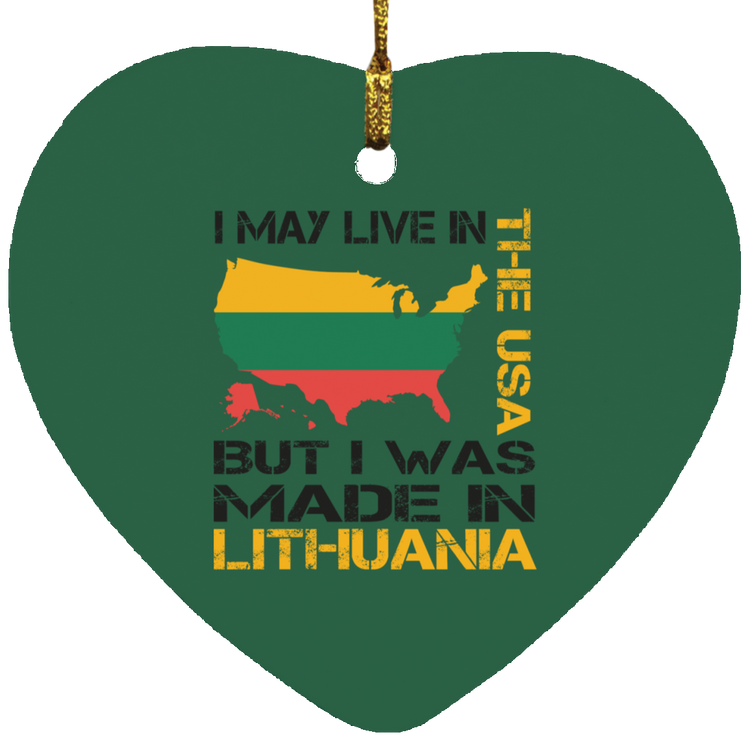 Made in Lithuania - MDF Heart Ornament - Lithuania Strong