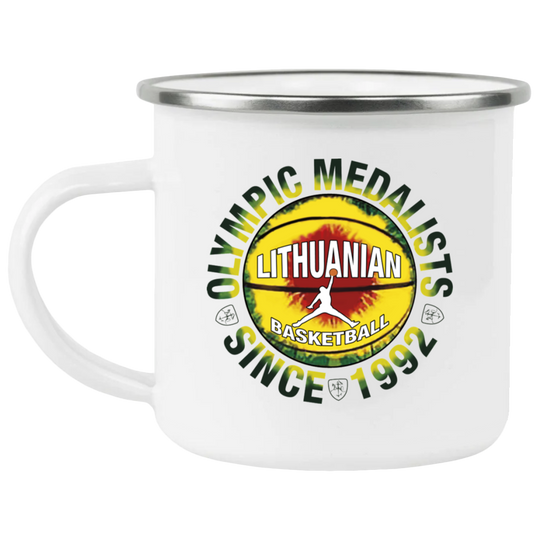 Olympic Medalists - 12 oz. Enamel Camping Mug - Lithuania Strong