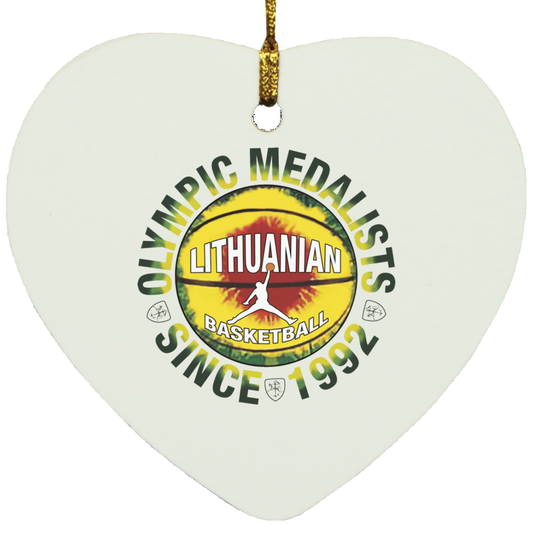 Olympic Medalists - MDF Heart Ornament - Lithuania Strong