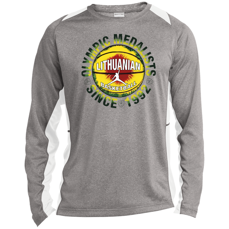 Olympic Medalists - Mens Long Sleeve Colorblock Activewear Performance T - Lithuania Strong