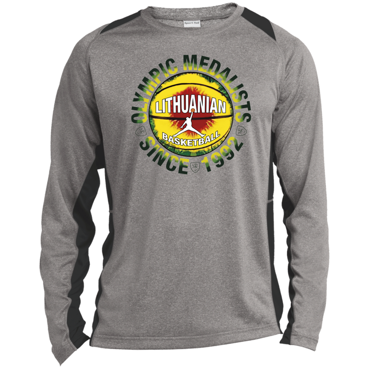 Olympic Medalists - Mens Long Sleeve Colorblock Activewear Performance T - Lithuania Strong
