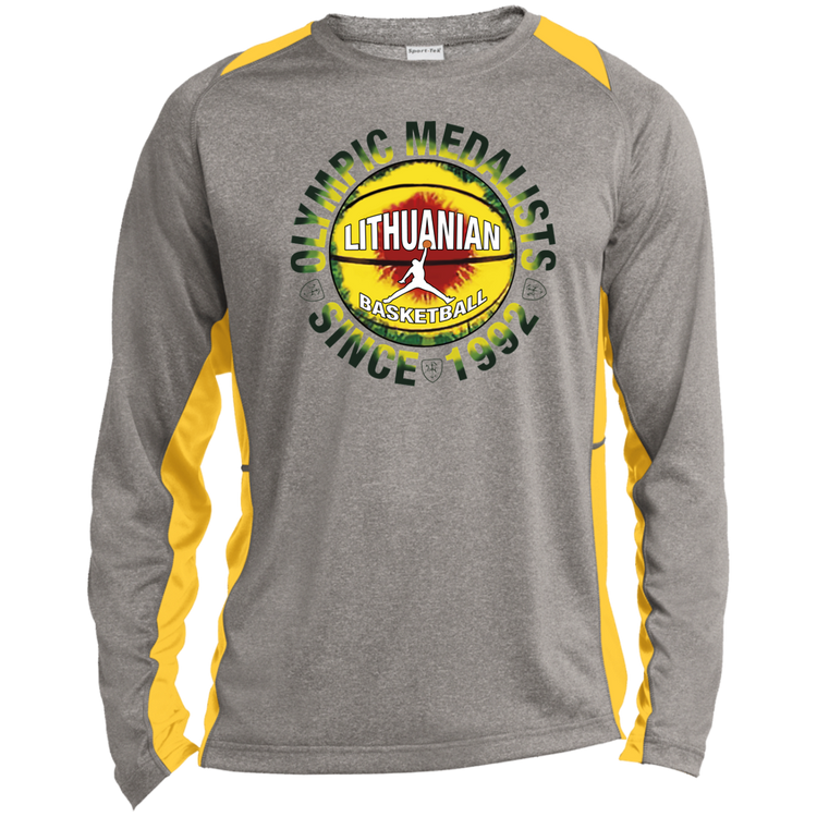 Olympic Medalists - Mens Long Sleeve Colorblock Activewear Performance T - Lithuania Strong
