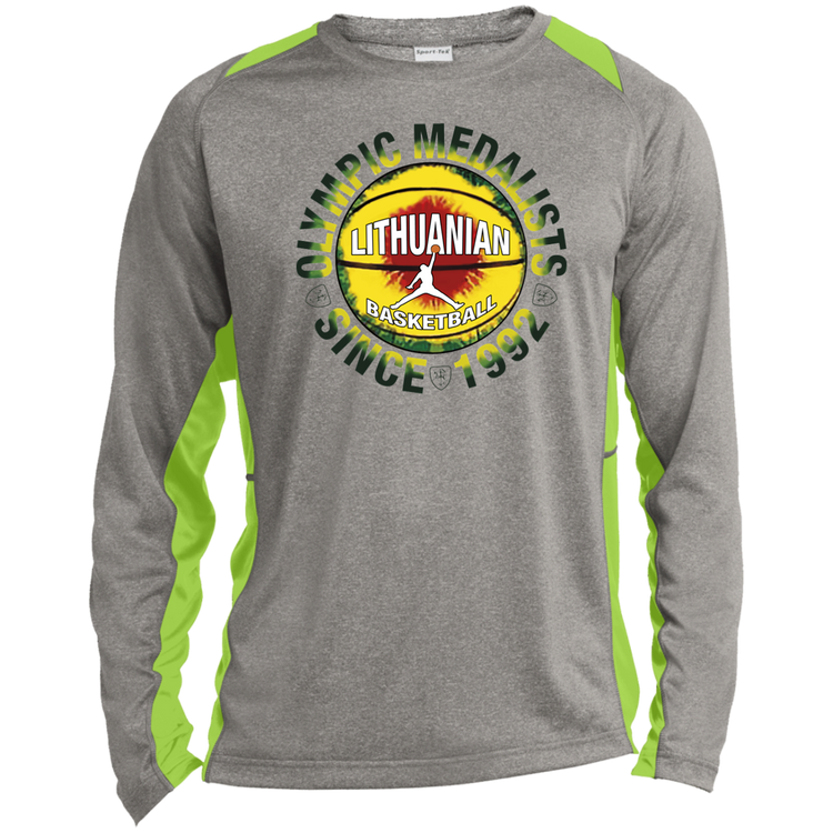 Olympic Medalists - Mens Long Sleeve Colorblock Activewear Performance T - Lithuania Strong