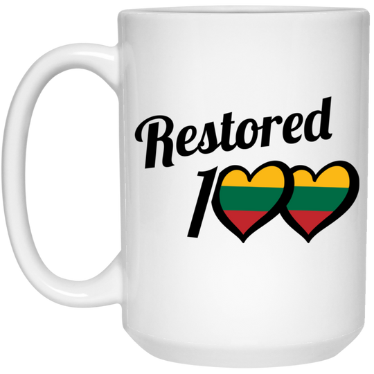 Restored 100 - 15 oz. White Ceramic Mug - Lithuania Strong