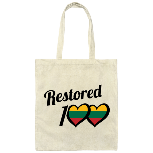 Restored 100 - Canvas Tote Bag - Lithuania Strong