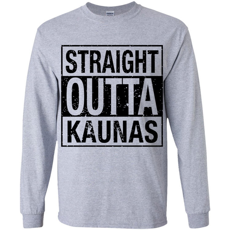 Straight Outta Kaunas - Boys Youth Classic Long Sleeve T-Shirt - Lithuania Strong