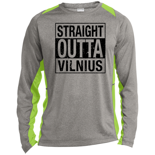 Straight Outta Vilnius - Mens Long Sleeve Colorblock Activewear Performance T - Lithuania Strong