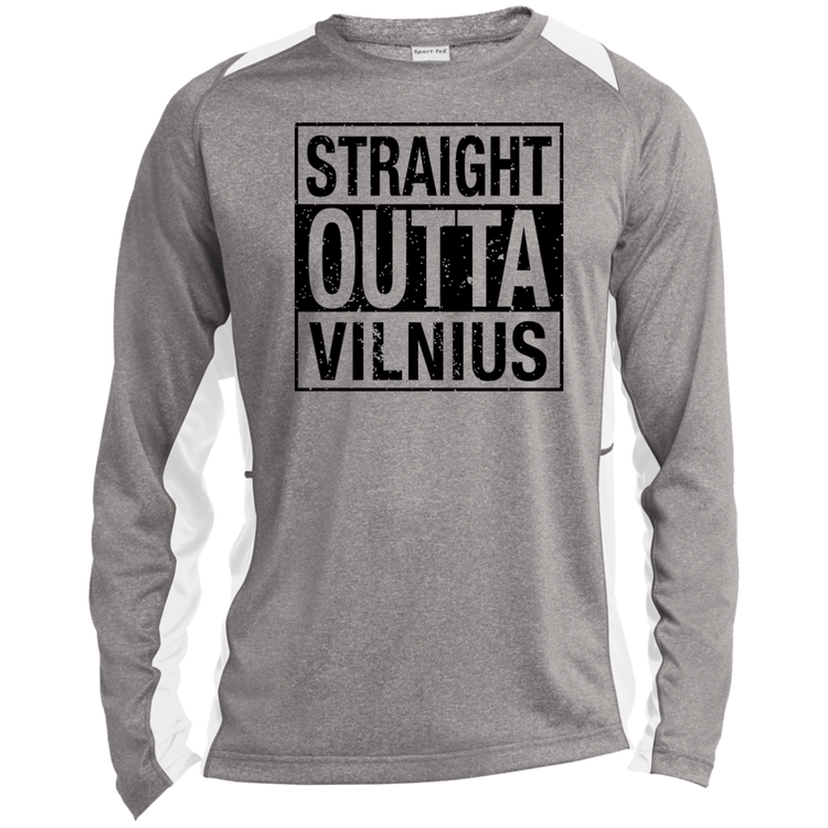Straight Outta Vilnius - Mens Long Sleeve Colorblock Activewear Performance T - Lithuania Strong