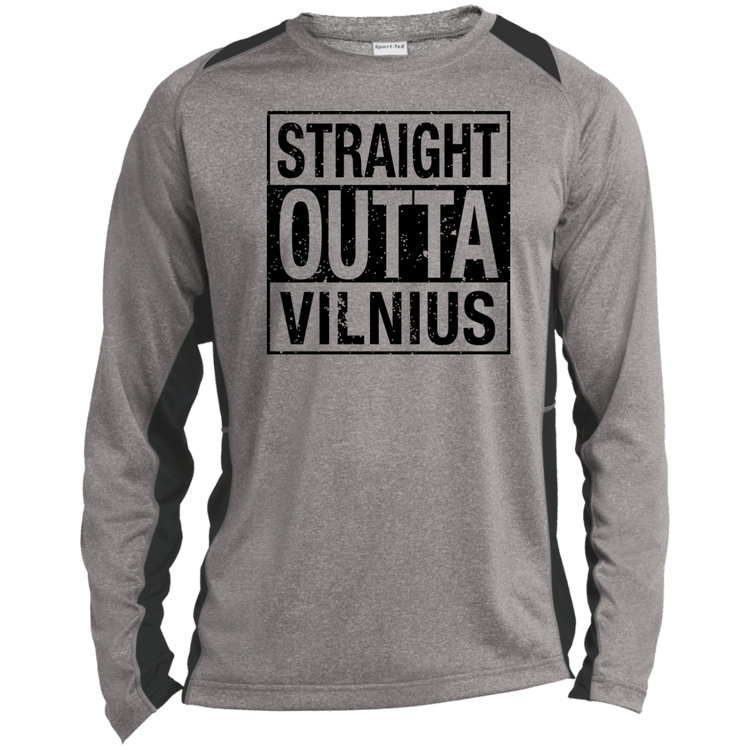 Straight Outta Vilnius - Mens Long Sleeve Colorblock Activewear Performance T - Lithuania Strong