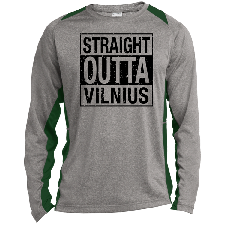 Straight Outta Vilnius - Mens Long Sleeve Colorblock Activewear Performance T - Lithuania Strong