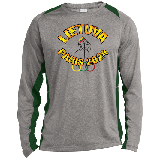 Team Lietuva 2024 Vytis - Mens Long Sleeve Colorblock Activewear Performance T - Lithuania Strong
