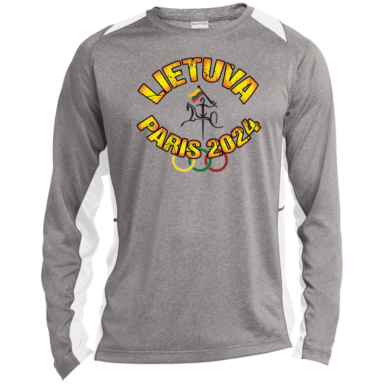 Team Lietuva 2024 Vytis - Mens Long Sleeve Colorblock Activewear Performance T - Lithuania Strong