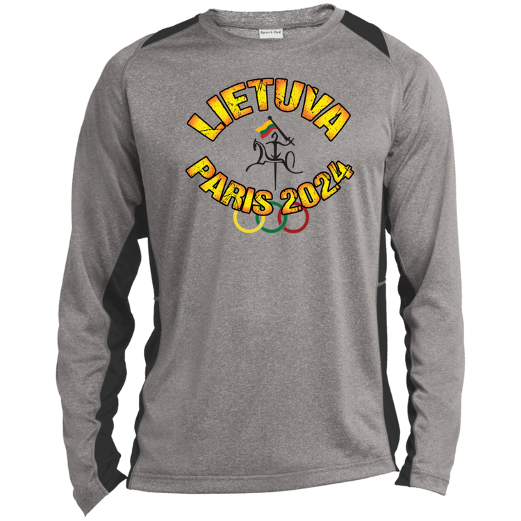Team Lietuva 2024 Vytis - Mens Long Sleeve Colorblock Activewear Performance T - Lithuania Strong