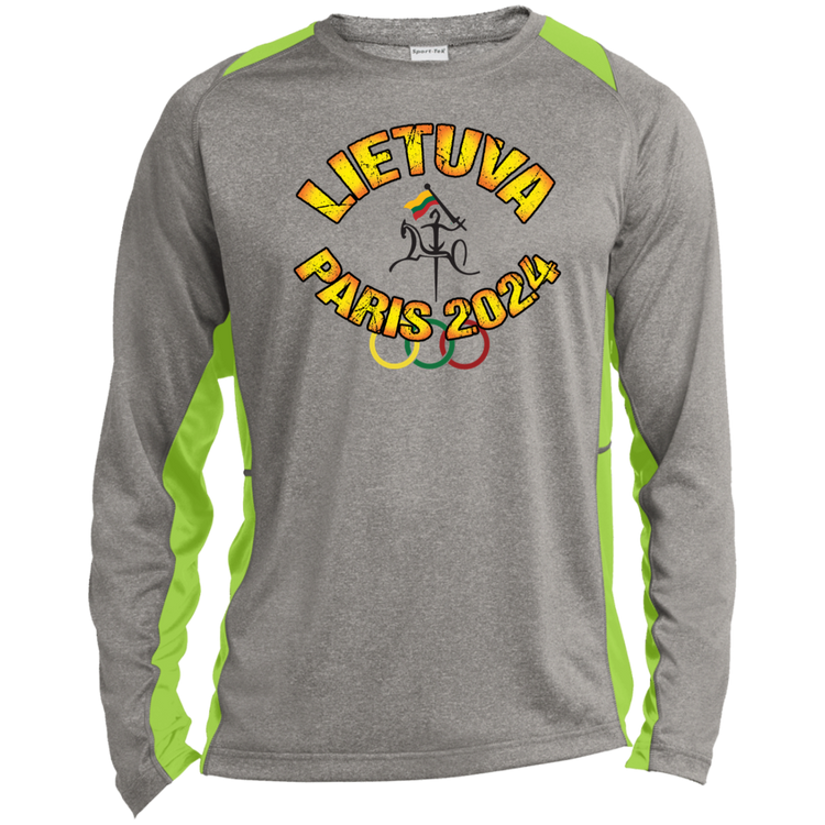 Team Lietuva 2024 Vytis - Mens Long Sleeve Colorblock Activewear Performance T - Lithuania Strong