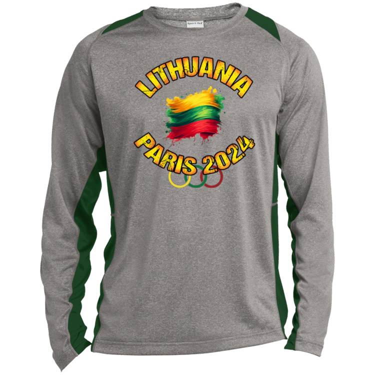 Team Lithuania 2024 Olympics - Mens Long Sleeve Colorblock Activewear Performance T - Lithuania Strong