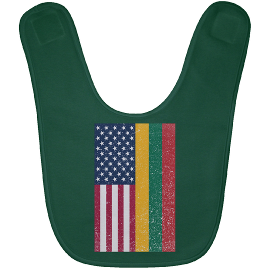 USA Lithuania Flag - BABYBIB Baby Bib - Lithuania Strong