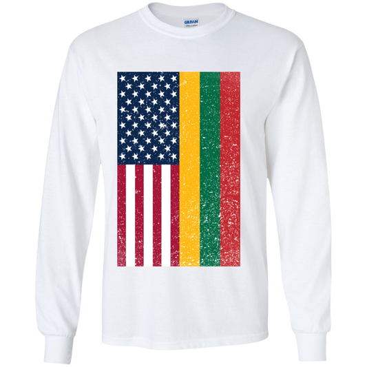 USA Lithuania Flag - Boys Youth Classic Long Sleeve T-Shirt - Lithuania Strong