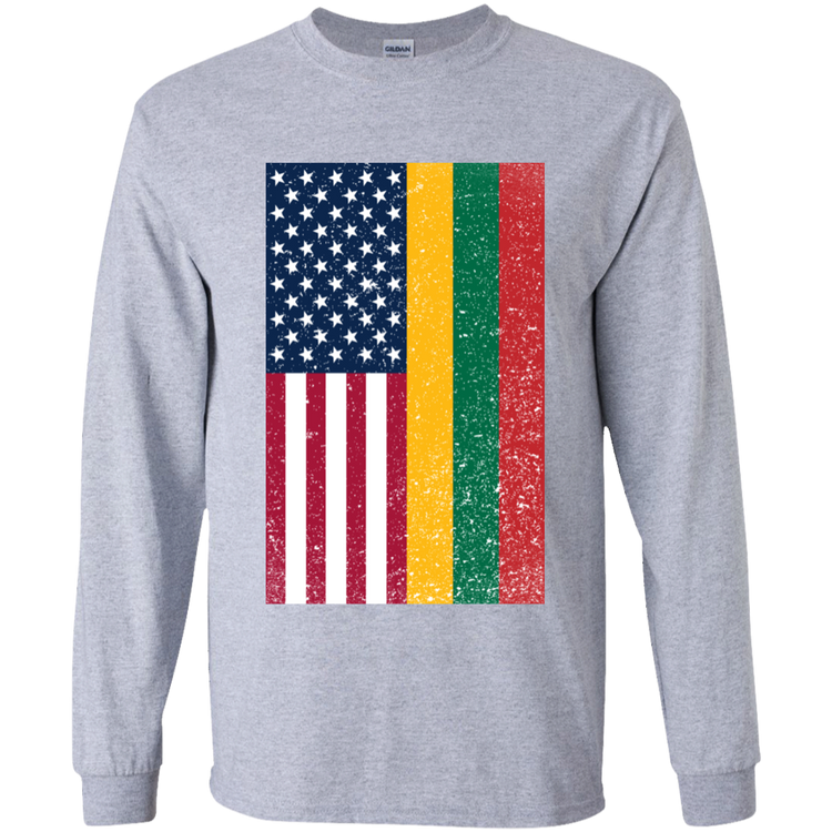 USA Lithuania Flag - Boys Youth Classic Long Sleeve T-Shirt - Lithuania Strong