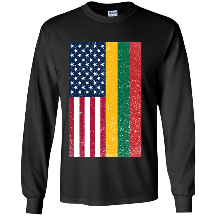 USA Lithuania Flag - Boys Youth Classic Long Sleeve T-Shirt - Lithuania Strong