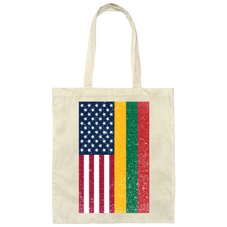 USA Lithuania Flag - Canvas Tote Bag - Lithuania Strong