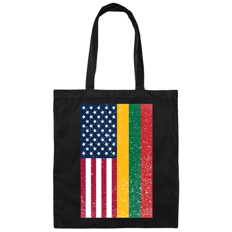 USA Lithuania Flag - Canvas Tote Bag - Lithuania Strong