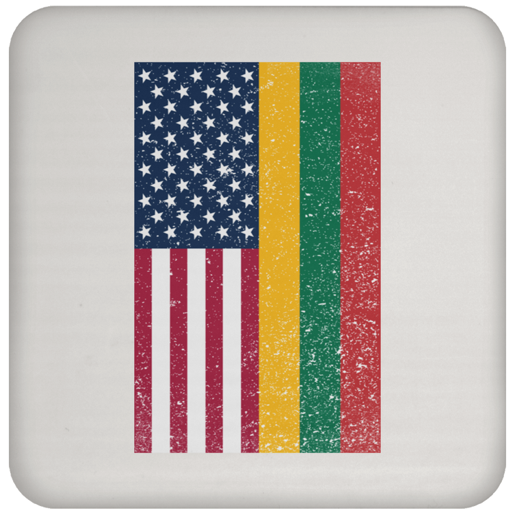 USA Lithuania Flag - High Gloss Coaster - Lithuania Strong