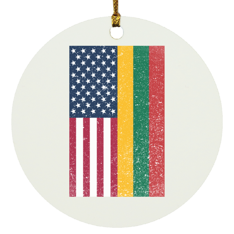 USA Lithuania Flag - MDF Circle Ornament - Lithuania Strong