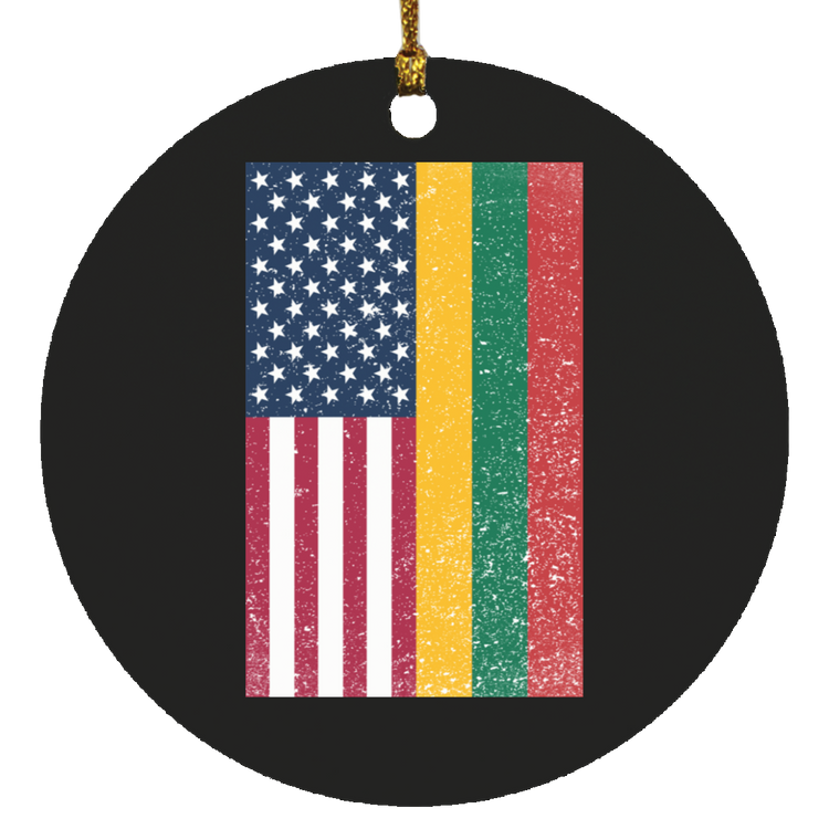 USA Lithuania Flag - MDF Circle Ornament - Lithuania Strong