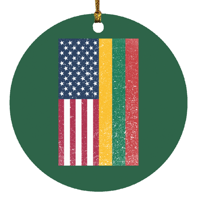 USA Lithuania Flag - MDF Circle Ornament - Lithuania Strong