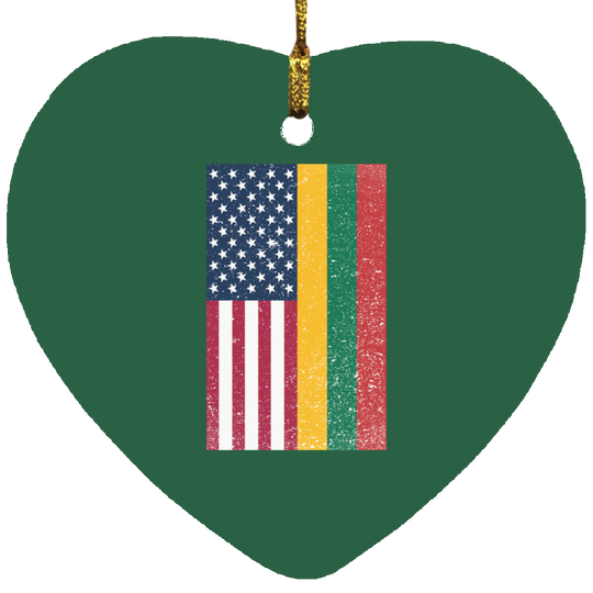 USA Lithuania Flag - MDF Heart Ornament - Lithuania Strong