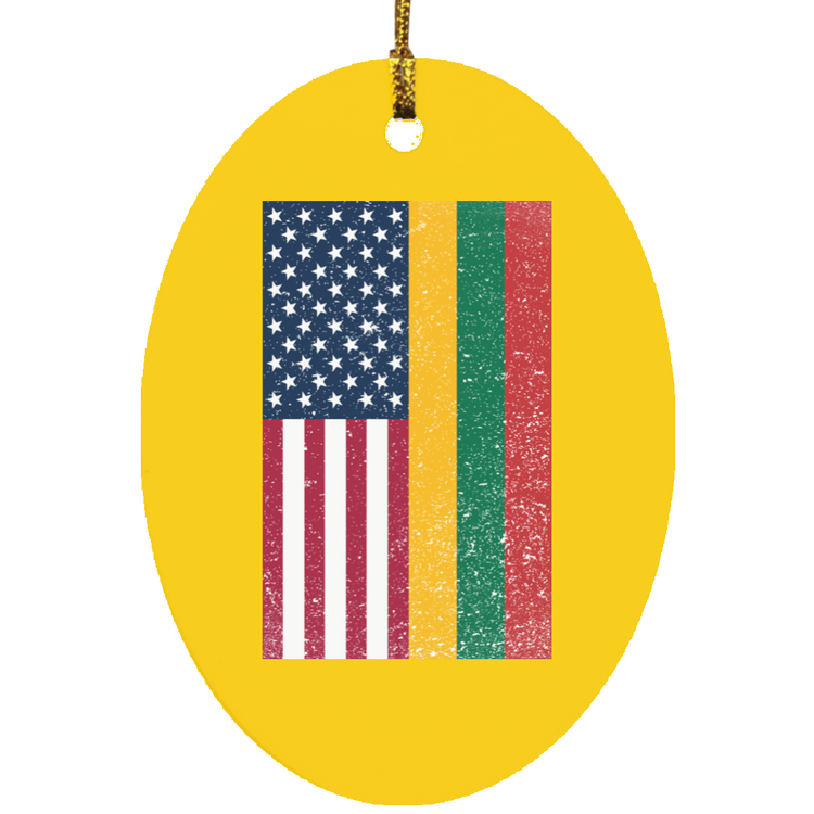 USA Lithuania Flag - MDF Oval Ornament - Lithuania Strong