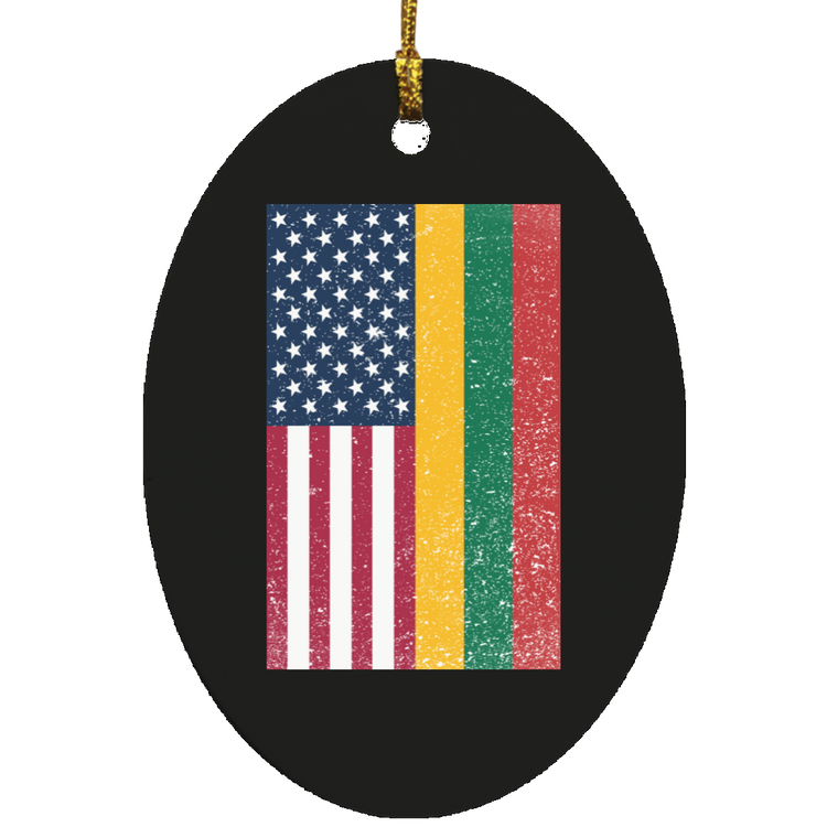 USA Lithuania Flag - MDF Oval Ornament - Lithuania Strong