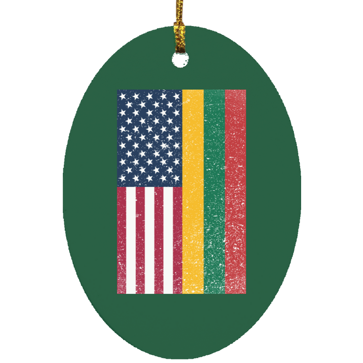 USA Lithuania Flag - MDF Oval Ornament - Lithuania Strong