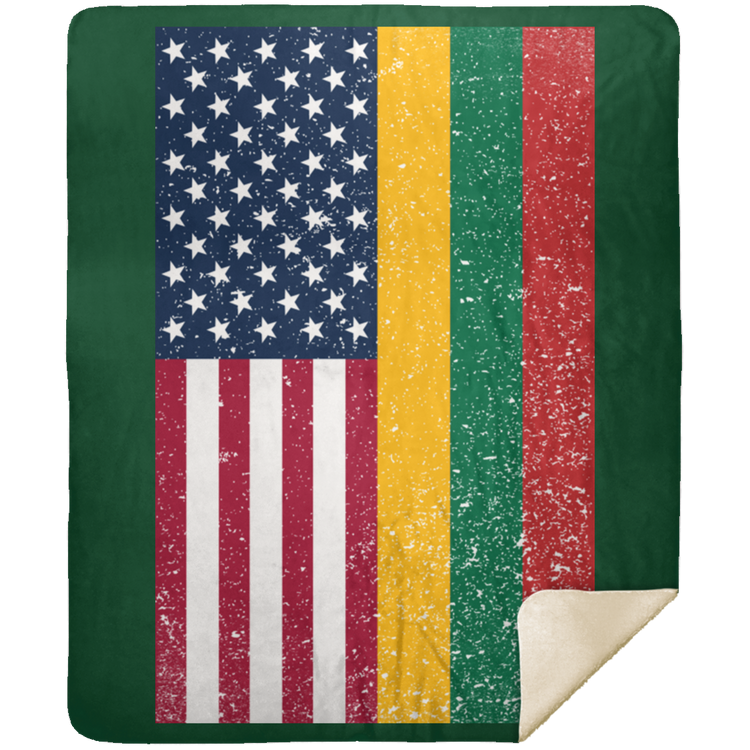 USA Lithuania Flag - Premium Mink Sherpa Blanket 50x60 - Lithuania Strong